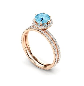 925 plata esterlina único laboratorio aguamarina completa eternidad conjuntos de joyería de plata anillos de boda personalizada de fabricante verificado - Product Image 3