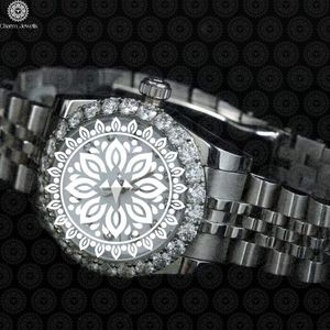Montre de luxe Charm Jewells en acier inoxydable, cadran 30 mm, boîtier incrusté de diamants, mouvement mécanique analogique, mode masculine, 10 bars - Product Image 3