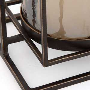 Porte-bougie moderne en fer forgé avec cheminée en verre martelé, centre de table géométrique élégant pour la décoration du salon - Product Image 6