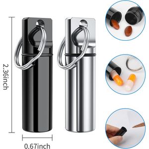 Set di 5 Portapillole Portatili in Lega di Alluminio, Mini Contenitori Impermeabili in Metallo per Pillole con Portachiavi - Product Image 2