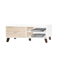 Meuble TV Moderne et Contemporain de Luxe TV4603 Blanc en Panneau de Particules MDF avec 1 Tiroir de Rangement pour Hôtel, Salon, Appartement