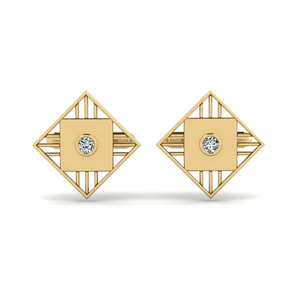 Boutons de manchette en or et diamant pour homme, bijoux formels, sertissage clos, pierre ronde - Product Image 1