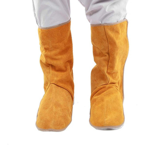 Cowhide Split Leather Flame Resistant Welding Spatters 500 Degree <b>Temperature</b> Resistance Wear Resistant Elastic Band Work Gloves - Product Image 5