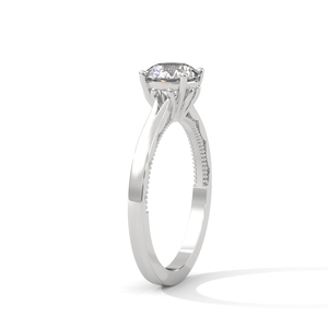 Anillo de Compromiso con Diamante Cultivado en Laboratorio, Corte Brillante Redondo, Banda Solitaria en Oro Blanco de 14K para Mujer, Aniversario, Boda - Product Image 2