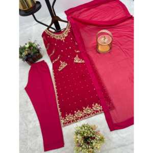 Beau haut-bas et ensemble Dupatta pour femmes avec broderie et paillettes - Product Image 1