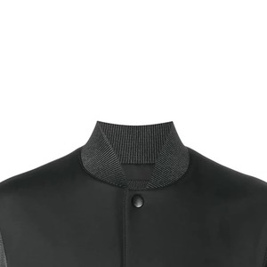 Chaqueta Bomber de Cuero PU Negra para Hombre, Cuello Alto, Cierre de Botones, Corte Regular Informal, para Otoño, Color Sólido - Product Image 4