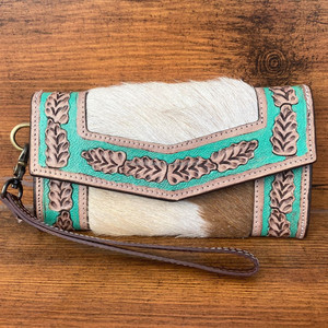 Elegante bolso de mano de cuero occidental multiusos para mujer, billetera de piel de vaca de lujo con función RFID, tallado elegante - Product Image 2