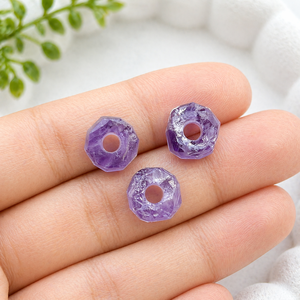 12mm Amethyst Raw Rough Gemstone <b>Bead</b> <b>Large</b> Hole 4mm Drilled Natural Stone Nugget DIY Jewelry Making Craft Wholesale Supply - Product Image 3
