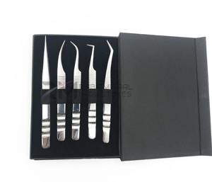 Nouveauté - Pince à épiler incurvée en argent avec logo personnalisé, pointe en fibre, acier inoxydable, pince à épiler professionnelle pour extensions de cils - Product Image 1
