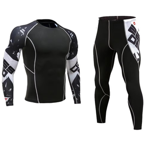 Mens Workout Compression Set Long Sleeve Shirt and <b>Pants</b> Thermal Underwear Athletic Base Layer - Product Image 3