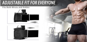 สายรัดข้อมือสำหรับเครื่องออกกำลังกายแบบสายเคเบิล บุนวมนีโอพรีนนุ่ม ปรับได้ ป้องกันอย่างมืออาชีพ ขนาดเดียวใช้ได้กับทุกคน สายรัดข้อมือสำหรับออกกำลังกาย - Product Image 5