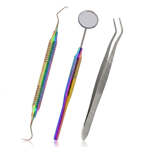 Ensemble d'instruments de diagnostic finition or, trois pièces, en acier inoxydable, pour examen dentaire, outils de soins bucco-dentaires réutilisables - Product Image 3