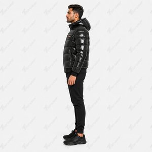Veste à capuche rembourrée noire pour homme Tiierwear, coupe-vent, rembourrage en polyester, fermeture éclair, vêtement d'hiver décontracté - Product Image 4
