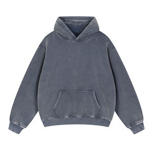 High Quality Eco-Friendly Lightweight Breathable Polyester/Cotton Fleece Double-Layer Oversized <b>Pullover</b> Hoodie Long <b>Men's</b> - Product Image 2