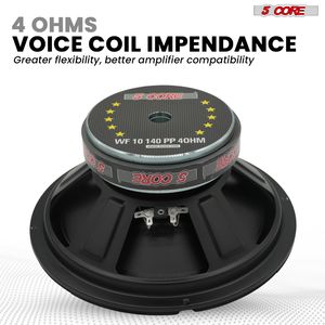 Subwoofer Audio per Auto da 300W, 10 Pollici, Magnete Y30 da 40 Oz, Bassi Profondi, Sistema Audio Sostitutivo per Veicoli, Impedenza 4 Ohm, Modello Poly - Product Image 4