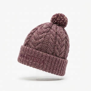 Gorro de Punto Personalizado Color Rosa Beige con Pompón y Puño, Gorro de Invierno Cálido con Logotipo - Product Image 3
