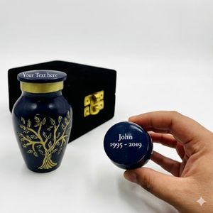 Grand Aluminum <b>Keepsake</b> Cremation Urn <b>Memorial</b> Ash Holder Featuring Secure Decorative Closure And Polished Exterior Texture - Product Image 1