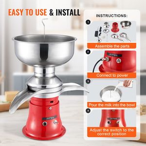 Separatore Elettrico per Crema in Acciaio Inox 304, Produzione 100L/H, 10500 Giri/Min, Separatore per Latte di Capra, Macchina Centrifuga per Lavorazione Lattiero-Casearia - Product Image 5