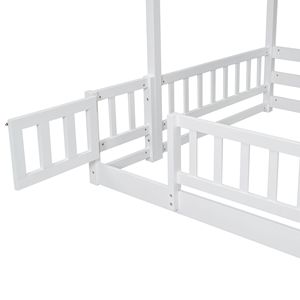 White Pine <b>Solid</b> <b>Wooden</b> Twin Over Full <b>Bunk</b> <b>Bed</b> with Slide Storage Staircase and Safety Guardrails Kids' <b>Beds</b> - Product Image 1
