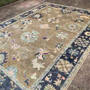 Tapis tissé à la main turc en laine/soie aux motifs floraux modernes, éco-responsable, antidérapant, résistant à la saleté, adapté aux animaux domestiques, 1 pièce - Product Image 4