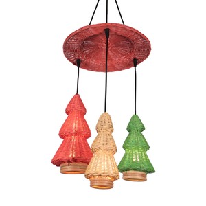 Hanging Rattan Christmas <b>Tree</b> Pendant Lights Festive Holiday <b>Lighting</b> Eco Friendly Indoor Decoration Wholesale Bulk OEM ODM - Product Image 3