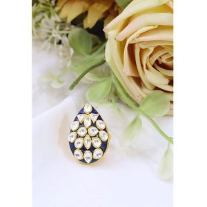 Classy High Quality <b>Brass</b> Gold Plated Moissanite Stone Look Adjustable Stylish <b>Ring</b> for Function Wedding Wear Collection for - Product Image 1