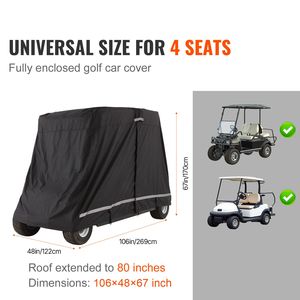 Copertura Completa Impermeabile e Resistente al Sole in Poliestere 600D per Golf Cart a 2+2 Posti, Copertura Antipolvere per Golf Cart a 2+2 Sedili - Product Image 2