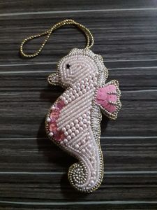 <b>Pink</b> Seahorse Beaded Ornament Handmade <b>Christmas</b> Decoration Cute Animal Shape Craft <b>Decor</b> - Product Image 1