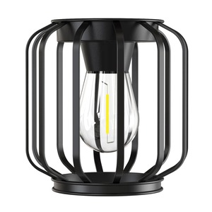 Lanterne en métal noir avec ampoule en verre transparent de forme ronde pour la décoration de la maison, design durable - Product Image 5