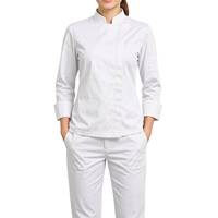 Uniforme de chef en tissu tricoté 100% coton, manches longues, respirant, unisexe, vêtements de travail pour restaurant, bar, service, fourniture ODM