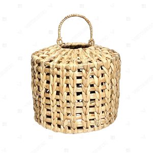 Lanterne suspendue Japandi en jacinthe d'eau à dessus plat, porte-bougie en verre pour jardin, décoration d'intérieur - Product Image 5