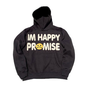 <span class=keywords><strong>Felpa</strong></span> con Cappuccio Personalizzata <span class=keywords><strong>Nera</strong></span> Regular Fit Happy Promise in Cotone Premium Felpato Ecologico e Traspirante - Product Image 1