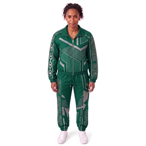 Ensemble de survêtement Cyberpunk personnalisé pour femmes et hommes, veste zippée à panneaux métalliques, pantalon de jogging, style rétro futuriste streetwear - Product Image 5