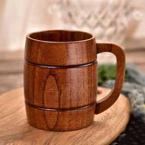 Taza de Cerveza de Madera Creativa con Asa, Taza de Café, Tazas y Platillos con Asa para Beber - Product Image 1