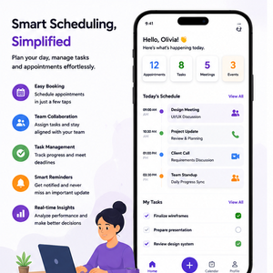 Application mobile SaaS de planification intelligente, calendrier d'appointments, gestion d'équipe, suivi des tâches, compatible Cloud, Android, iOS, Web - Product Image 1