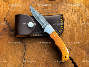 Custom Wooden <b>Box</b> Damascus Steel Folding Knife Handmade Back <b>Lock</b> Pocket Folder Wholesale OEM ODM Manufacturer UA Supplies - Product Image 5