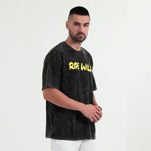 T-shirt vintage épais 260g à manches courtes pour homme, en coton lavé, coupe oversize, épaules tombantes, demi-manches, personnalisable avec logo, unisexe - Product Image 1