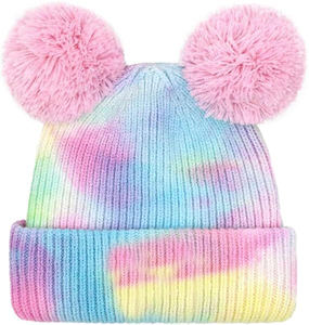Bonnet en laine côtelé double couche tie-dye pour adulte, style décontracté, à rayures, idéal pour l'hiver - Vente en gros - Product Image 1