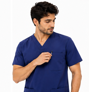 Nuevo conjunto de uniforme médico para hombre de 2 piezas, pantalones jogger transpirables de spandex, uniforme de hospital, logotipo personalizado, moderno y cómodo. - Product Image 5