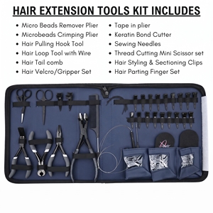 Juego de Herramientas Avanzadas para Extensiones de Cabello: Alicates de Crimpado para Micro Anillos, Alicates para Remover Anillos Nano, Alicates Selladores de Cinta, Cortador de Fusión, Peine y Clips - Product Image 2
