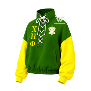 Sudadera de cuello alto con cordones y bordados de la hermandad griega Chi Eta Phi para mujer, estilo color block, venta al por mayor - Product Image 1