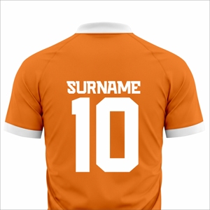 Ensemble de maillots de football rayés orange personnalisés pour hommes, manches courtes, polyester respirant, uniforme d'équipe avec numéro et nom du club - Product Image 5