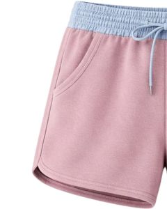 Light Blue Women Shorts Elastic Waist <b>Drawstring</b> Casual Gym Shorts Contrast Trim Summer Lounge Shorts Soft Comfortable Wear - Product Image 3