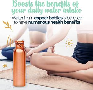 Authentic Ayurvedic Copper Water <b>Bottle</b> 34Oz /1000ml With Carrying Canvas Bag & Sleeve For <b>Drinking</b> Water And Leak-Proof - Product Image 2