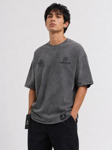 T-shirts délavés à l'acide pour hommes, nouvelle collection 2026, tendance, 100% coton, séchage rapide, respirants, faible MOQ, qualité supérieure - Product Image 5
