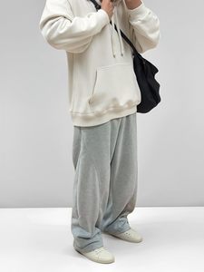 Men Loose Fit <b>Wide</b> <b>Leg</b> Sweatpants Elastic Waist Deep Pocket Cotton <b>Joggers</b> Wholesale Supplier - Product Image 3