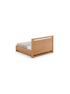 Lit plateforme minimaliste en chêne massif, taille Queen, avec tiroir de rangement, structure en bois pour la maison, l'hôtel et la villa - Product Image 4
