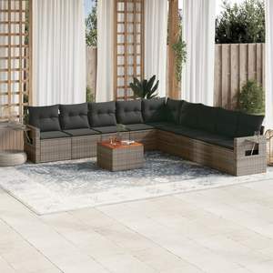 Conjunto de Sofás de Jardín de Ratán Gris, 6 Plazas, Resistente a la Intemperie, Muebles de Exterior de Diseño Contemporáneo - Product Image 1