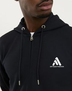 Sweat à capuche zippé en molleton épais, style streetwear, personnalisable avec logo, unisexe, taille US, pour homme - Product Image 3