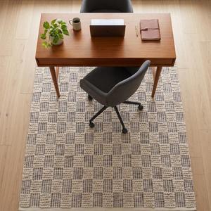 Tapis de sol moderne exclusif en laine tissée à la main, couleur unie crème beige, à boucles, antidérapant, léger, profil bas, pour la maison - Product Image 3